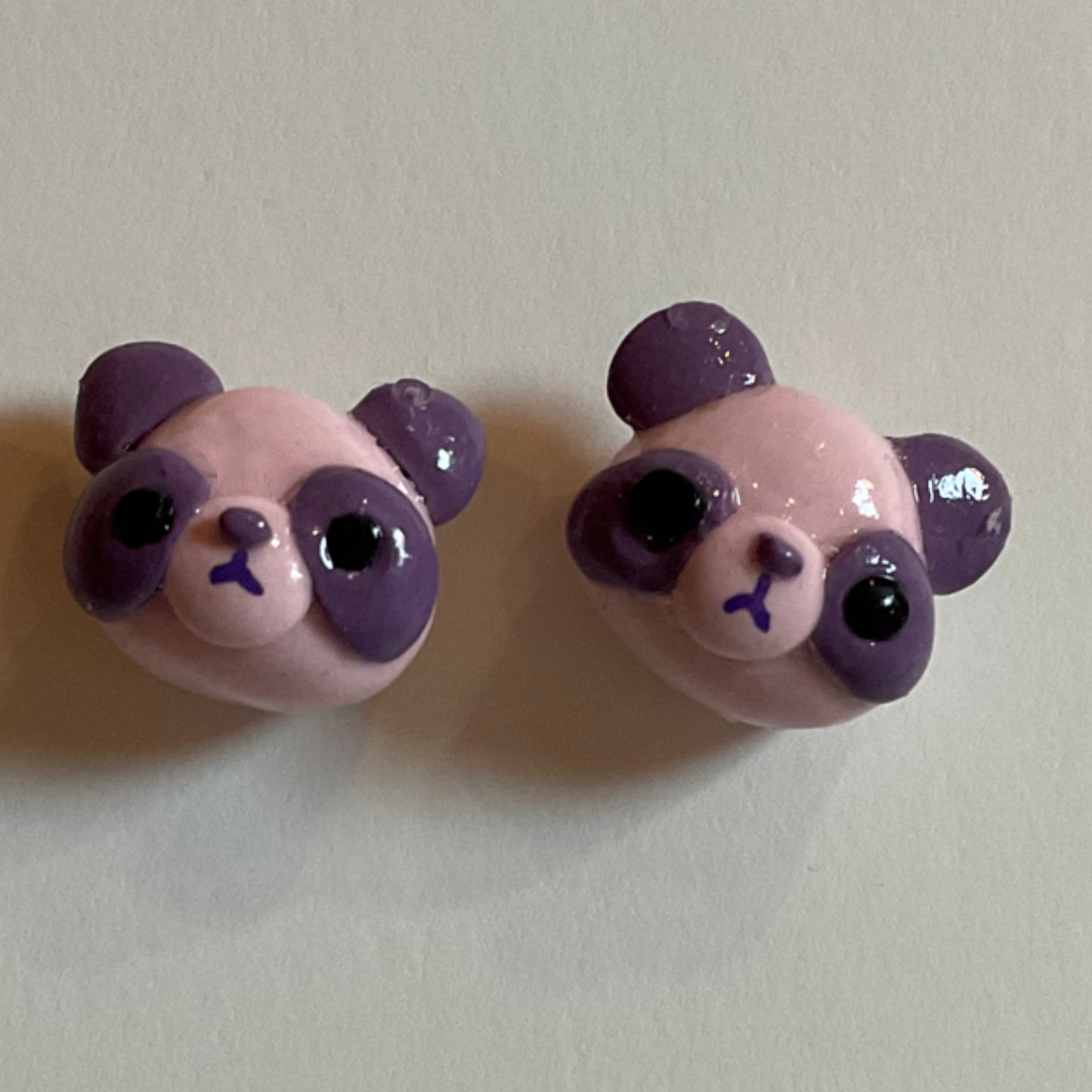 Pink and Purple Panda Polymer Clay Earrings