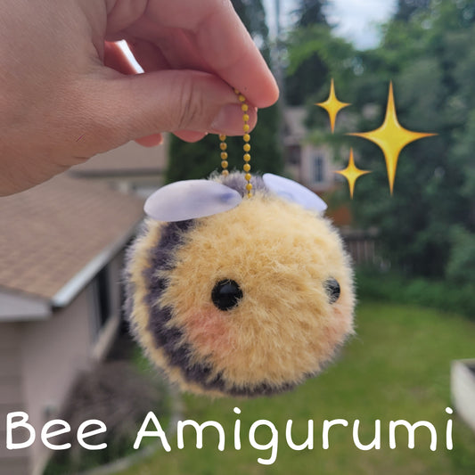 Handmade Fuzzy Bee Amigurumi - Cute Crochet Bee Keychain & Plush Toy Gift
