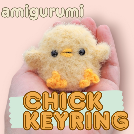 Amigurumi, crochet chick, chicken, cute keychain, farm animal lover gift, tiny amigurumi, cute gift, gift for chicken lover, fuzzy chick