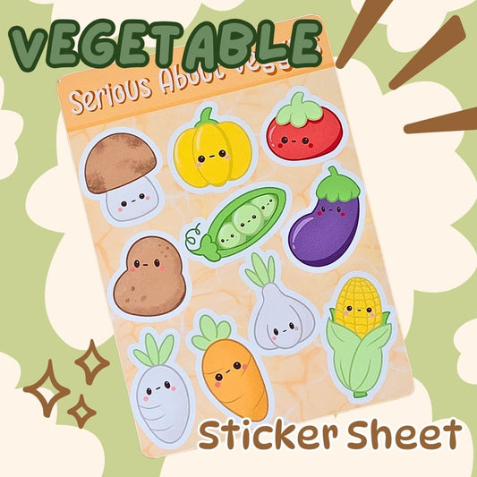 Cute Vegetable Sticker Sheet - Adorable and Colourful Veggie Designs for Planners, Journals, and More