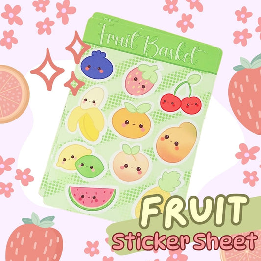 Cute Fruit Sticker Sheet - Adorable and Colourful Fruit Designs for Planners, Journals, and More