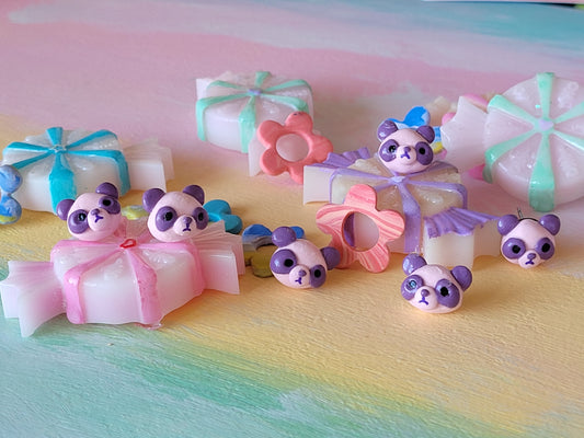 Pink and Purple Panda Polymer Clay Earrings